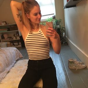 Striped crop halter top